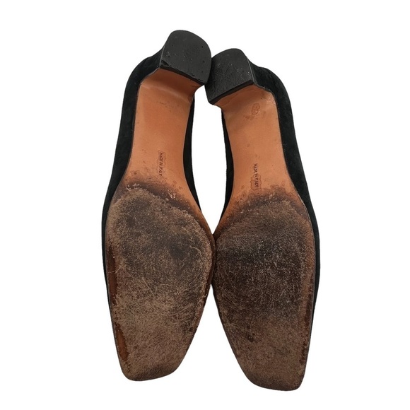 Salvatore Ferragamo Women’s Black Suede Square Toe Pump Heels Size 9 1/2 Narrow - Picture 8 of 9